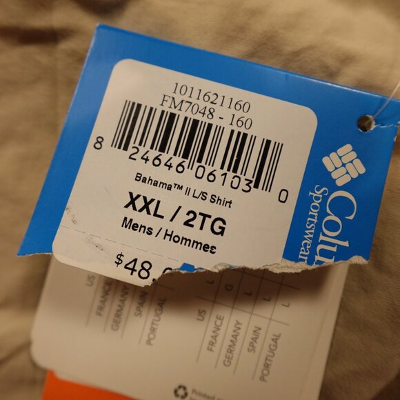 Columbia Bahama II Long Sleeve Fishing Shirt Men’s XXL Beige Omni-Shade UPF 30 - Picture 6 of 14